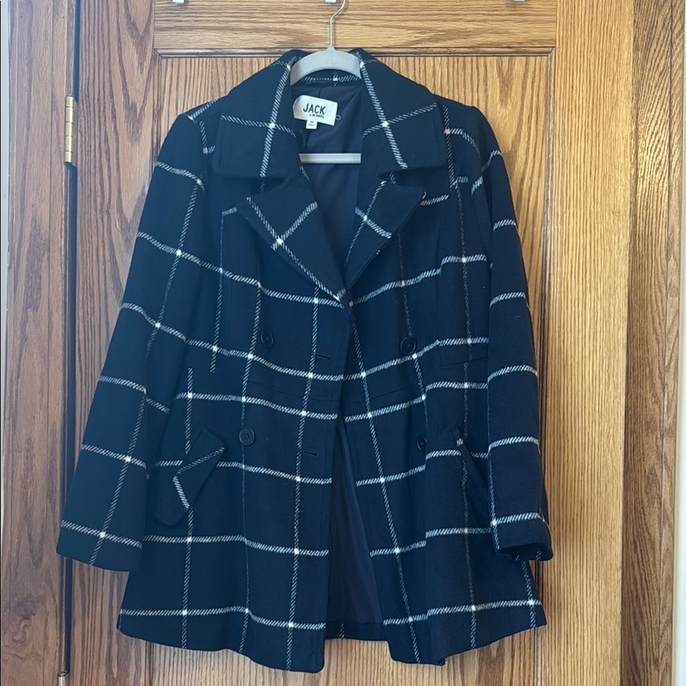 Jack by BB Dakota Women's Navy Plaid Coat